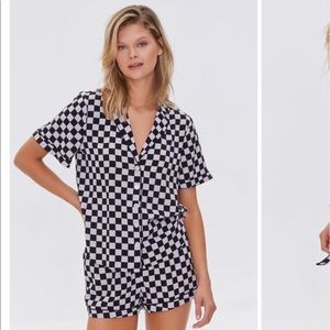 Brand New with Tags Forever 21 Checkered Black & White Pajama Set